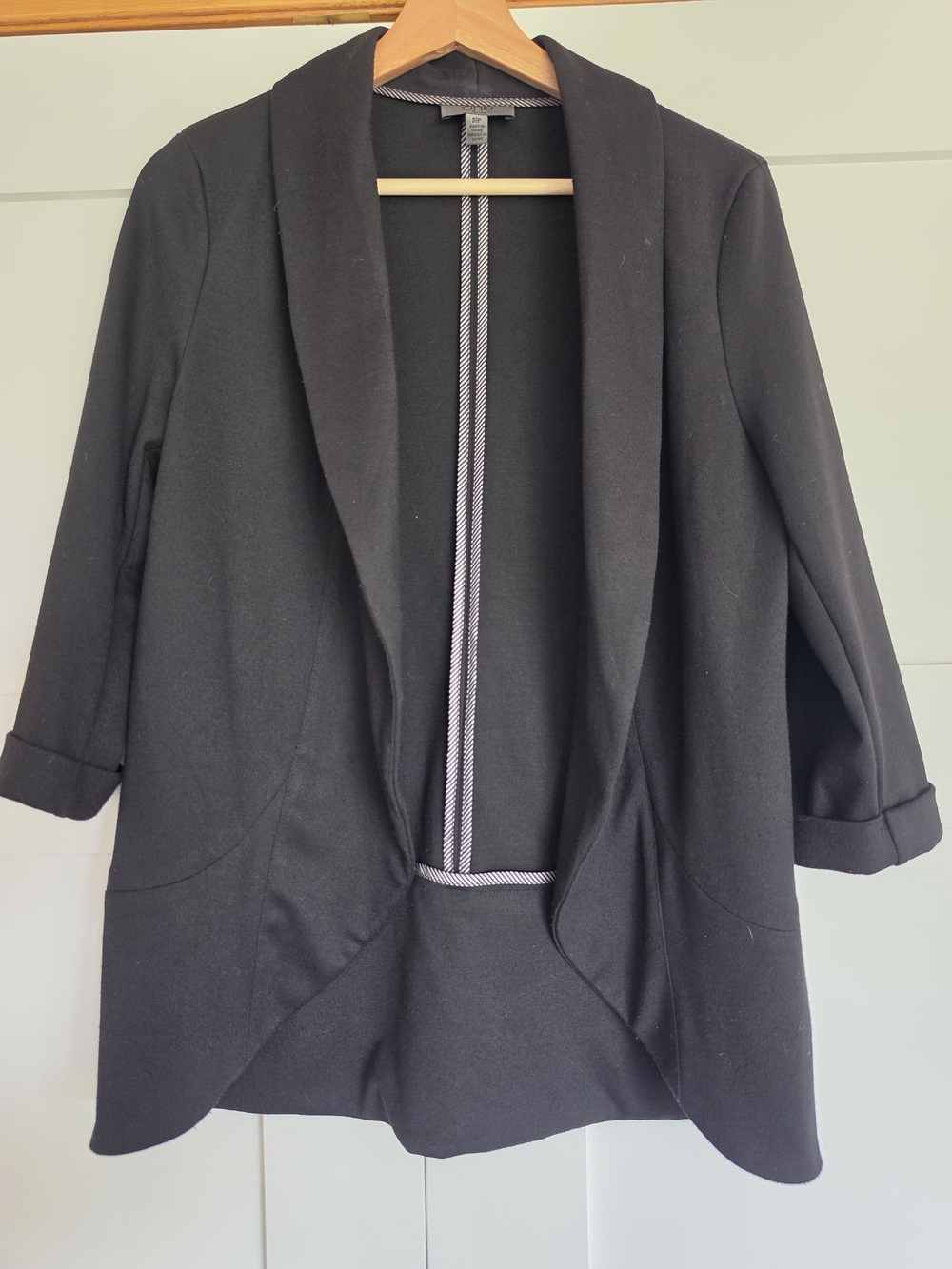 Black Open-Front Women's Blazer Jacket